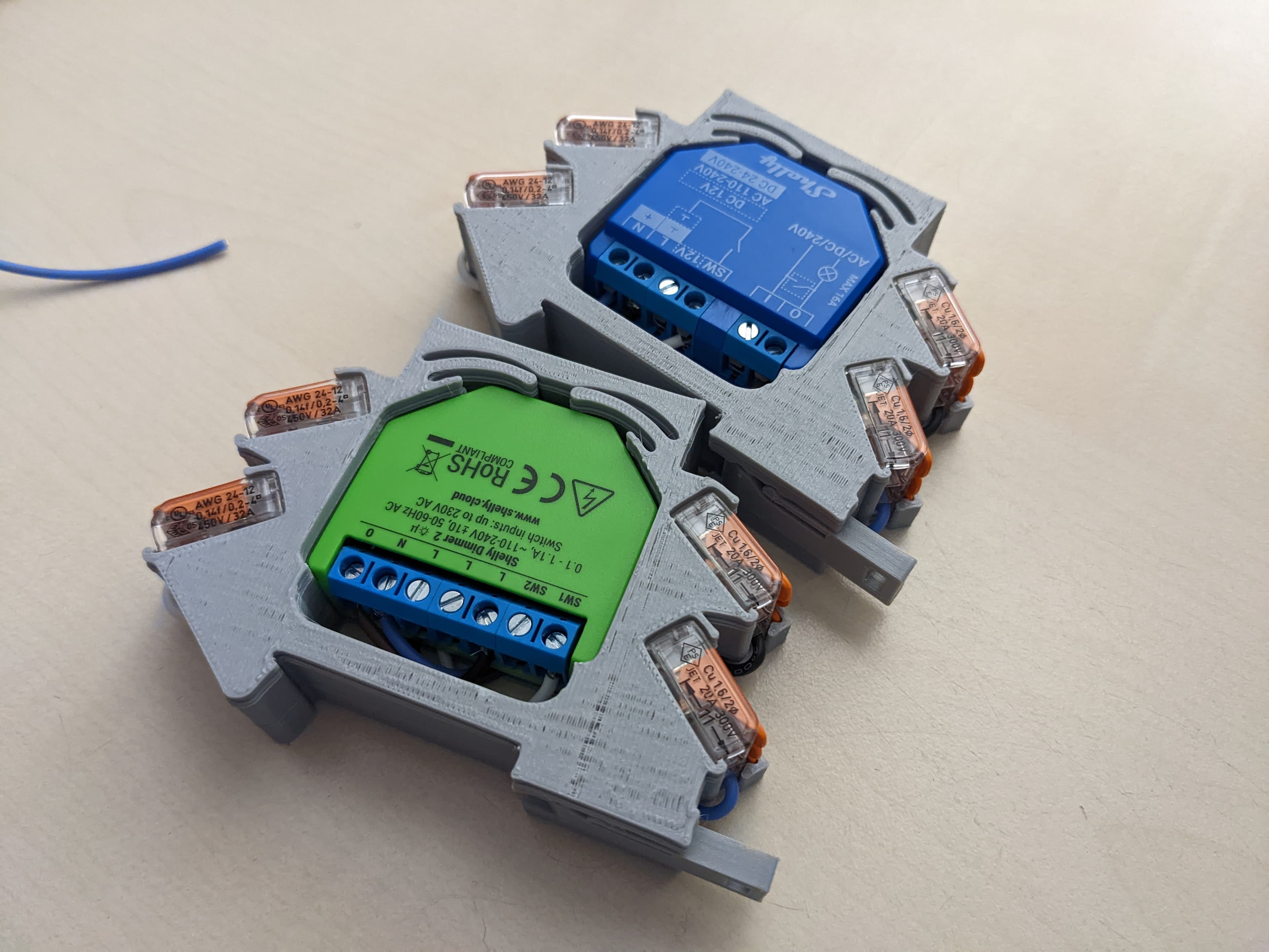 Shelly DIN Mount with Wago 221 Terminals — Shelly - Plus 1 DIN Rail v2 - Lock